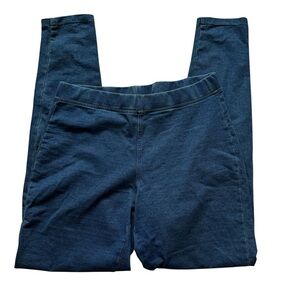 Soft Surroundings Cotton Denim Blue Stretch Leggings Medium Tall Long Length